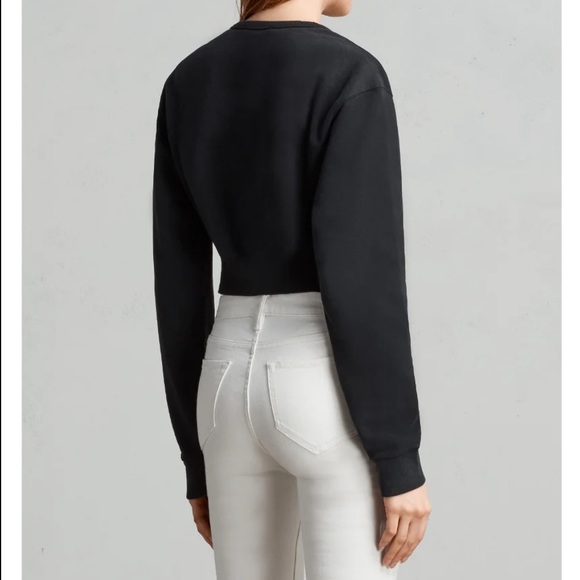 Allsaints Black Paloma Cropped Sweatshirt XS - Picture 3 of 6